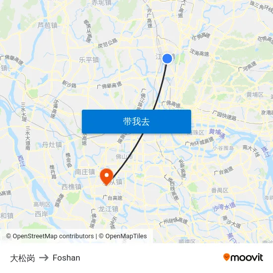 大松岗 to Foshan map