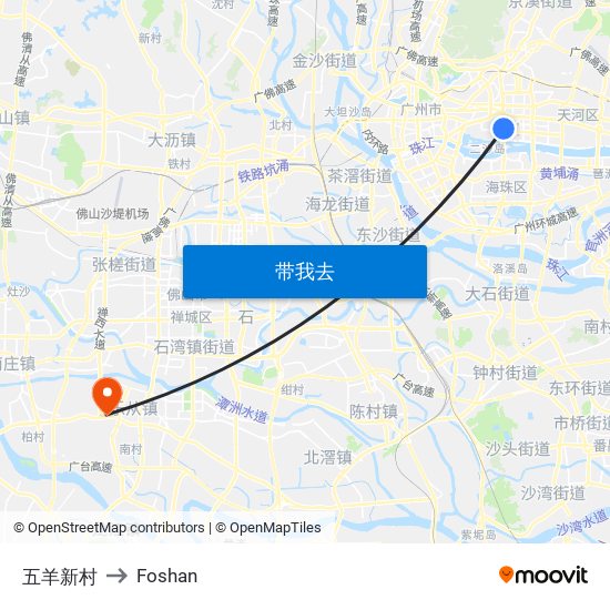 五羊新村 to Foshan map