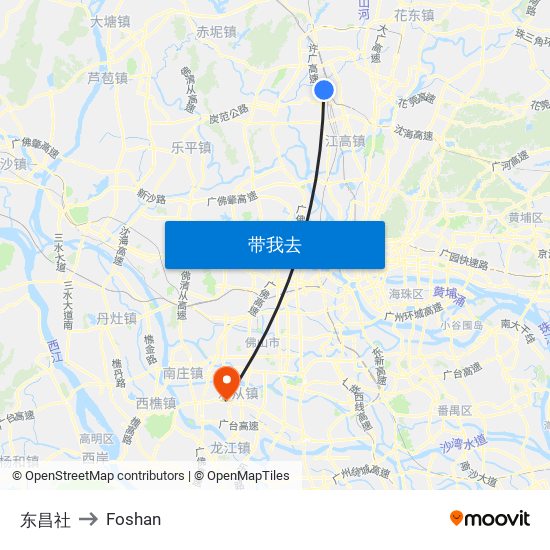 东昌社 to Foshan map