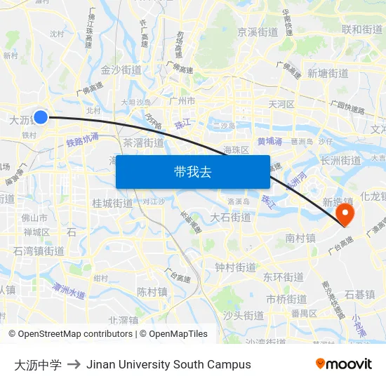 大沥中学 to Jinan University South Campus map
