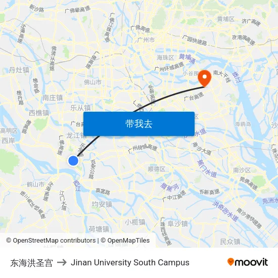 东海洪圣宫 to Jinan University South Campus map