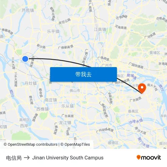 电信局 to Jinan University South Campus map