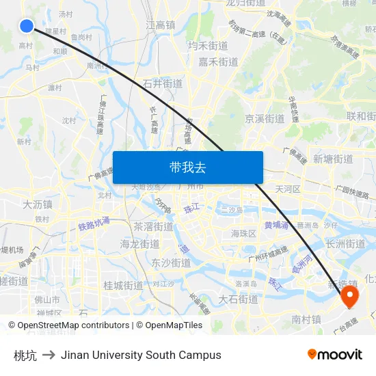 桃坑 to Jinan University South Campus map