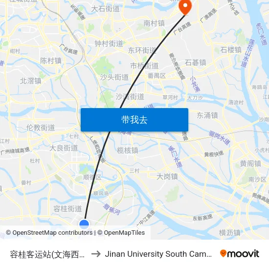 容桂客运站(文海西路) to Jinan University South Campus map