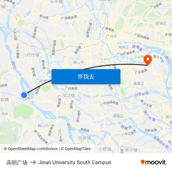 高明广场 to Jinan University South Campus map