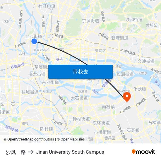沙凤一路 to Jinan University South Campus map