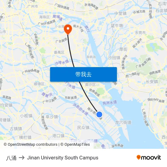 八涌 to Jinan University South Campus map