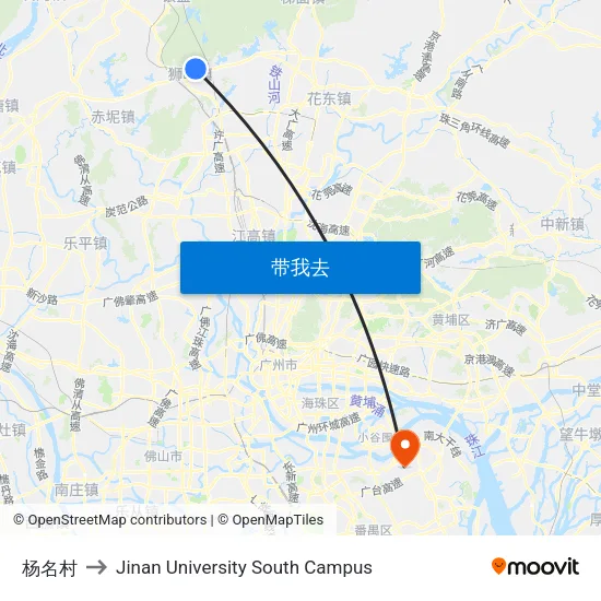 杨名村 to Jinan University South Campus map