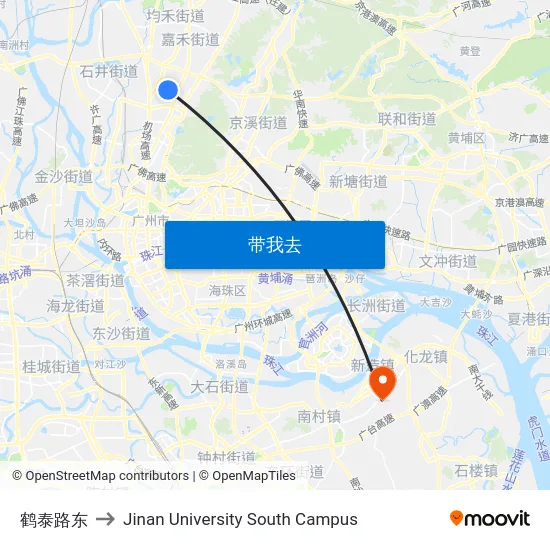 鹤泰路东 to Jinan University South Campus map