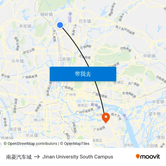 南菱汽车城 to Jinan University South Campus map