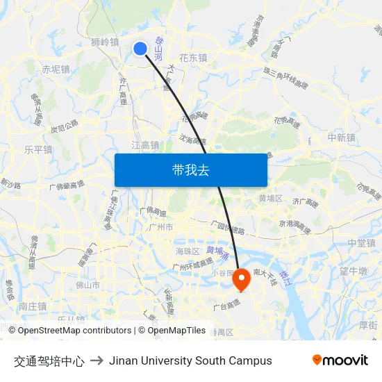 交通驾培中心 to Jinan University South Campus map