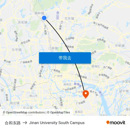 合和东路 to Jinan University South Campus map