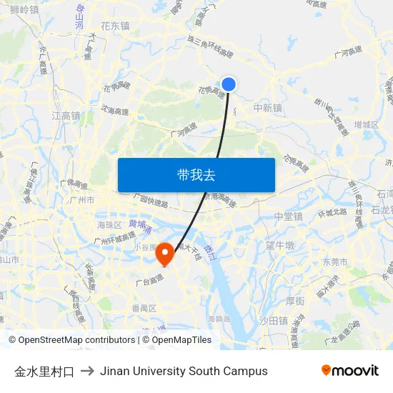 金水里村口 to Jinan University South Campus map