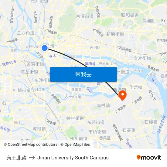 康王北路 to Jinan University South Campus map
