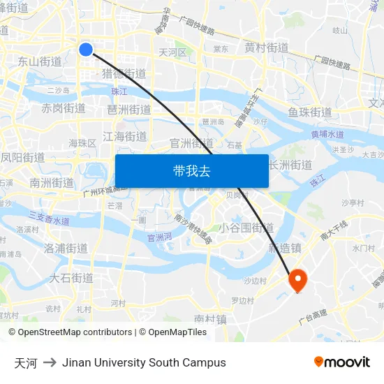 天河 to Jinan University South Campus map