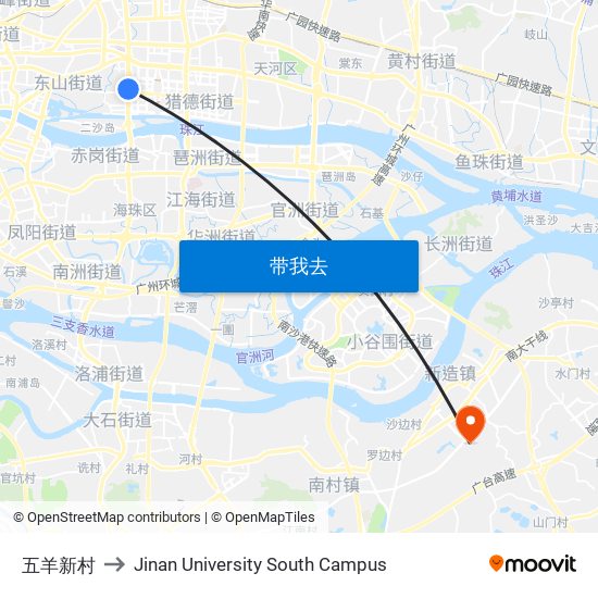 五羊新村 to Jinan University South Campus map