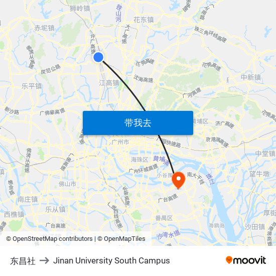 东昌社 to Jinan University South Campus map