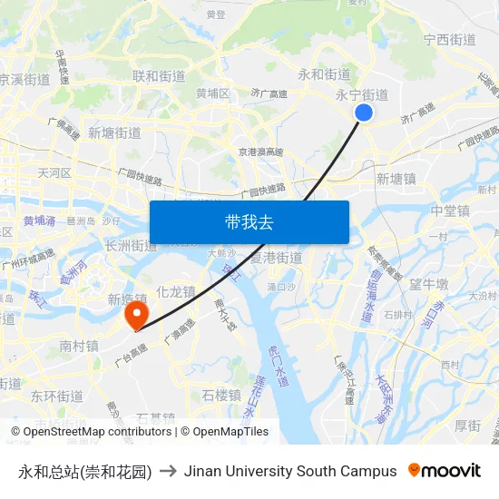 永和总站(崇和花园) to Jinan University South Campus map