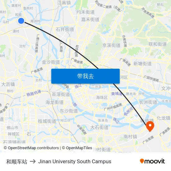和顺车站 to Jinan University South Campus map