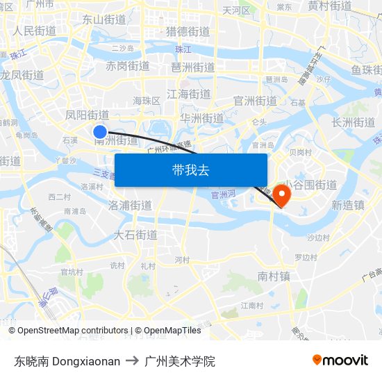 东晓南 Dongxiaonan to 广州美术学院 map