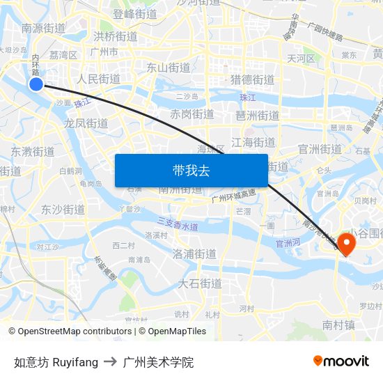 如意坊 Ruyifang to 广州美术学院 map