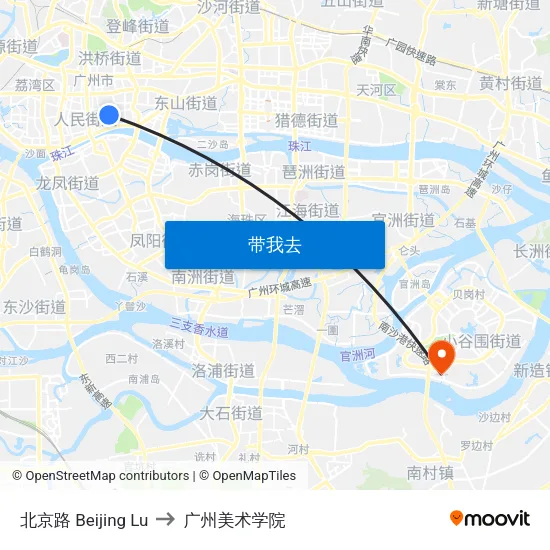 北京路 Beijing Lu to 广州美术学院 map