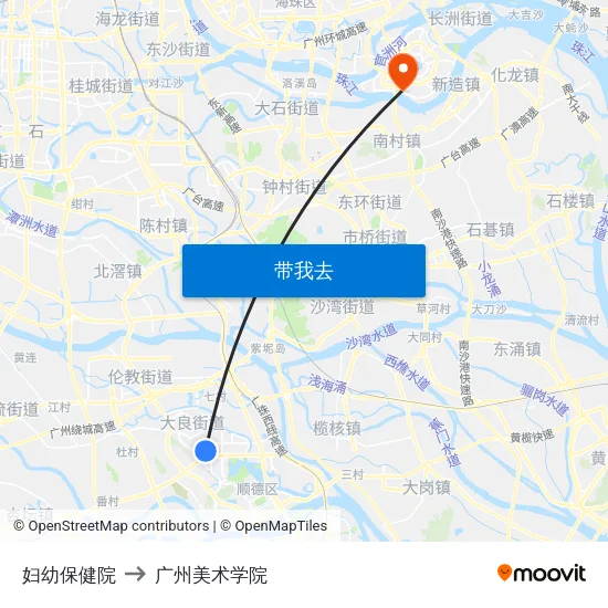 妇幼保健院 to 广州美术学院 map