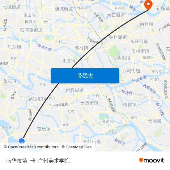 南华市场 to 广州美术学院 map