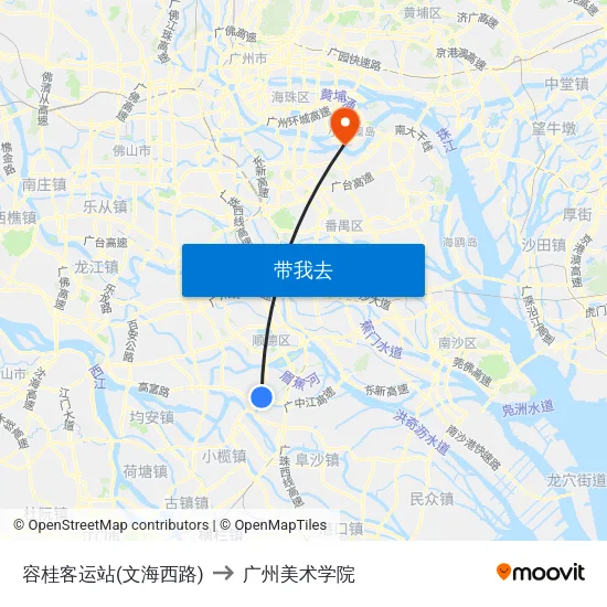 容桂客运站(文海西路) to 广州美术学院 map