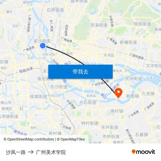 沙凤一路 to 广州美术学院 map