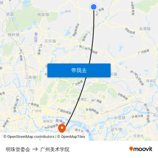明珠管委会 to 广州美术学院 map