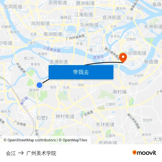 会江 to 广州美术学院 map