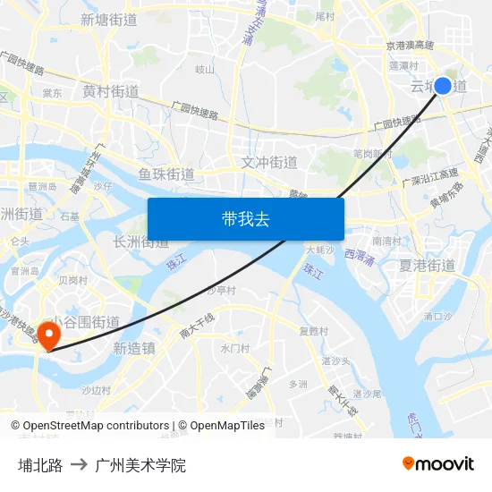 埔北路 to 广州美术学院 map