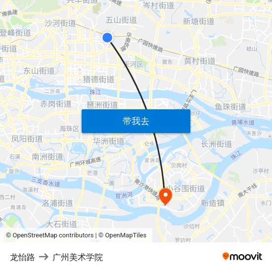 龙怡路 to 广州美术学院 map