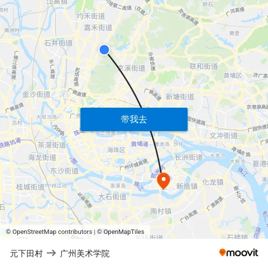 元下田村 to 广州美术学院 map