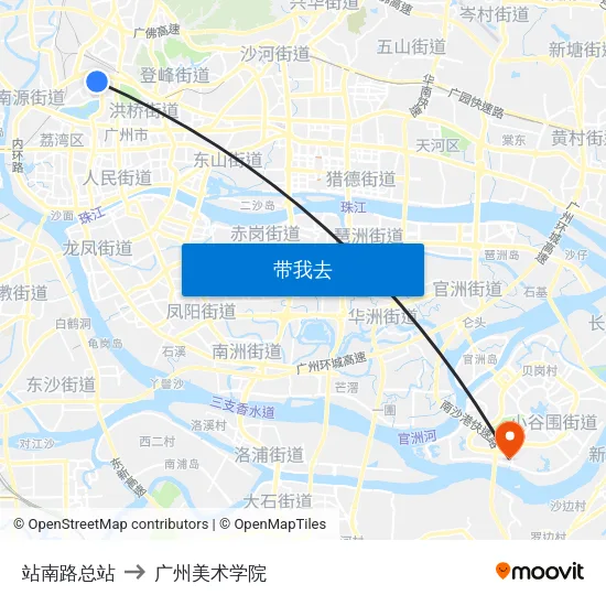站南路总站 to 广州美术学院 map