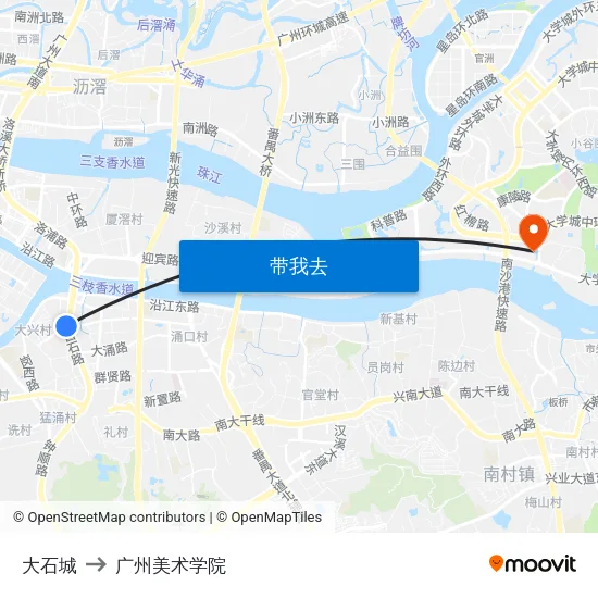大石城 to 广州美术学院 map
