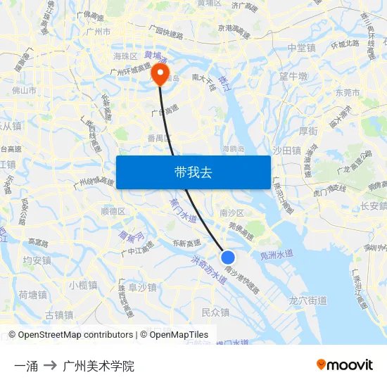 一涌 to 广州美术学院 map