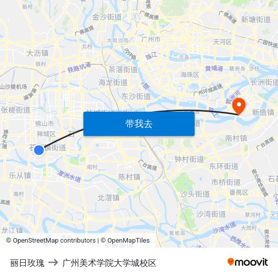 丽日玫瑰 to 广州美术学院大学城校区 map