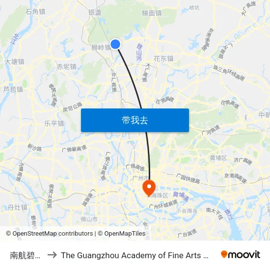 南航碧花园 to The Guangzhou Academy of Fine Arts 广州美术学院 map