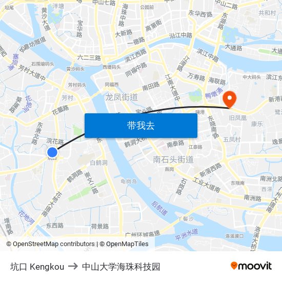 坑口 Kengkou to 中山大学海珠科技园 map