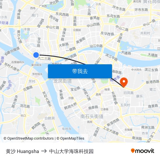 黄沙 Huangsha to 中山大学海珠科技园 map