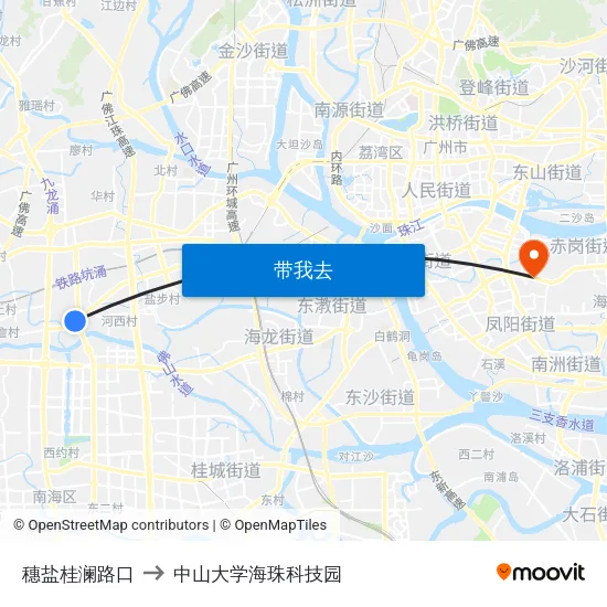 穗盐桂澜路口 to 中山大学海珠科技园 map