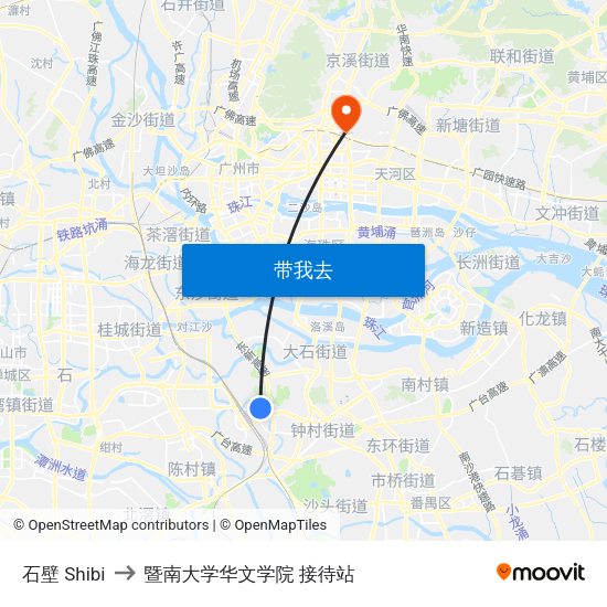 石壁 Shibi to 暨南大学华文学院 接待站 map