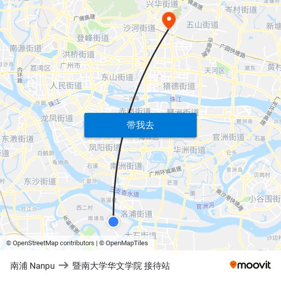 南浦 Nanpu to 暨南大学华文学院 接待站 map