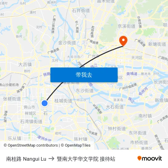 南桂路 Nangui Lu to 暨南大学华文学院 接待站 map
