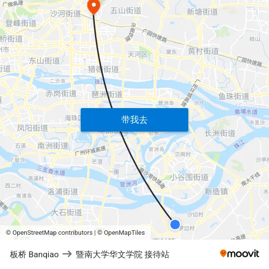 板桥 Banqiao to 暨南大学华文学院 接待站 map