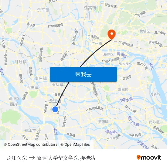 龙江医院 to 暨南大学华文学院 接待站 map
