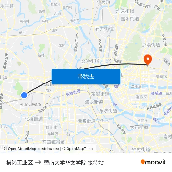 横岗工业区 to 暨南大学华文学院 接待站 map