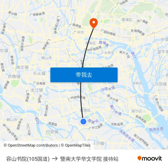 容山书院(105国道) to 暨南大学华文学院 接待站 map